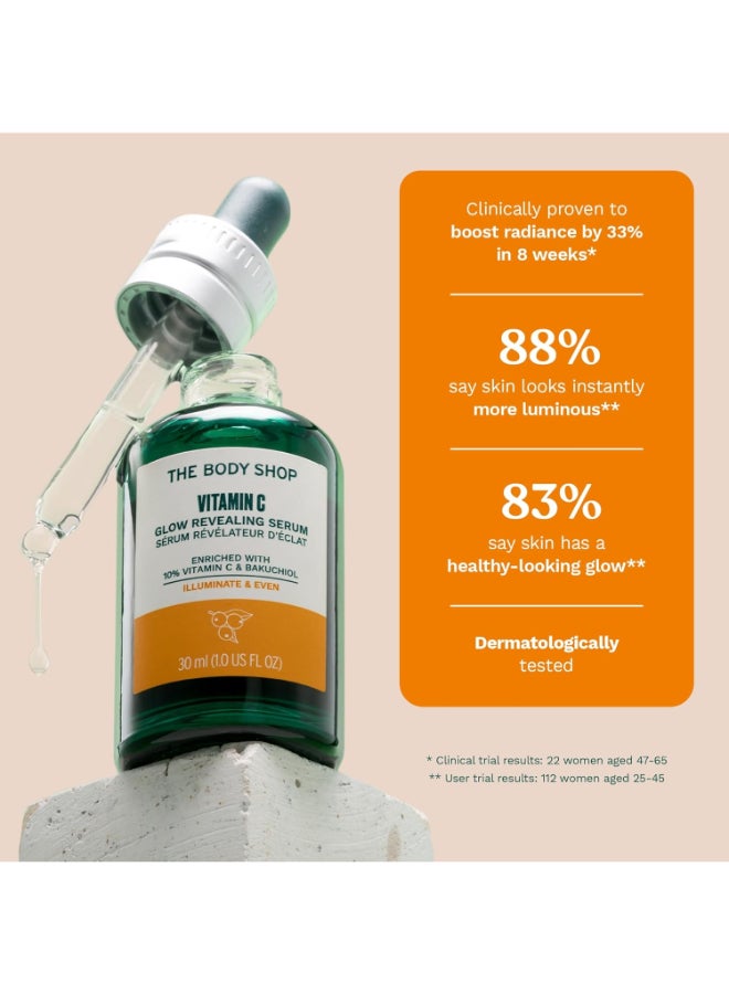 THE BODY SHOP Vitamin C Glow-Revealing Serum – Brightening Face Serum with 10% Natural Origin Vitamin C & Bakuchiol | Reduces Uneven Skin Tone, Boosts Radiance, Improves Skin Texture | Lightweight, Fast Absorbing, Suitable for Dull Skin, 30ml - Image 5