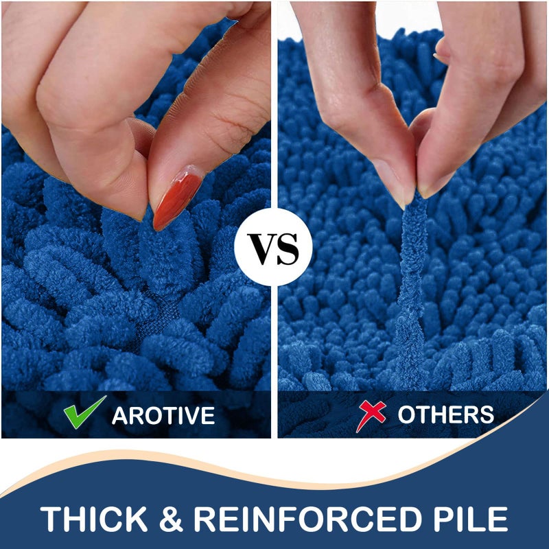 Arotive Arotive Luxury Chenille Bathroom Rug Mat  Extra Soft Thick Absorbent Shaggy Bath Rugs  Non-Slip Machine Wash Dry Plush Bath Mats for Bathroom  Shower  and Tub (24""x16""  Royal Blue)  - Image 4