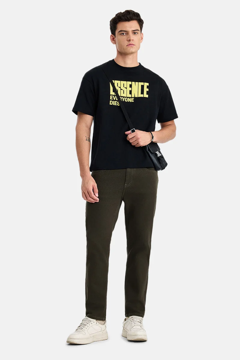 سنيتش Olive Solid Tapered Casual Jeans