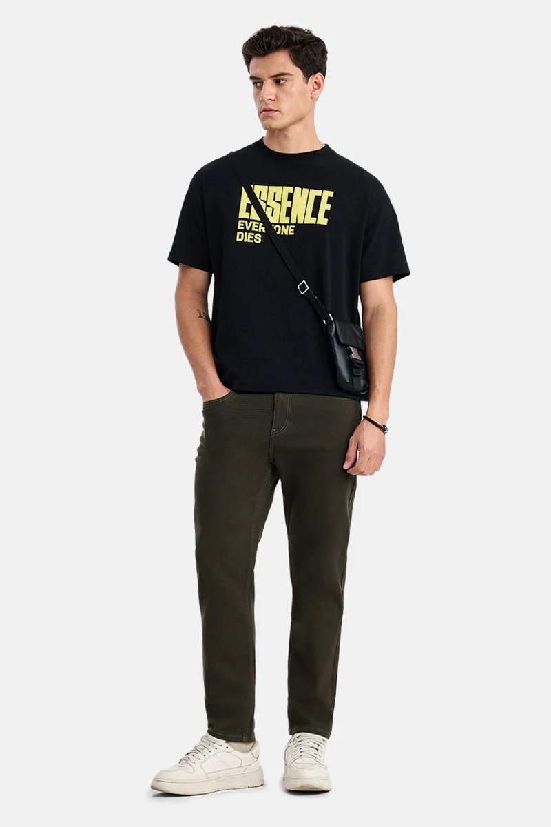 SNITCH Olive Olive Solid Tapered Casual Jeans for Men | Best Price UAE