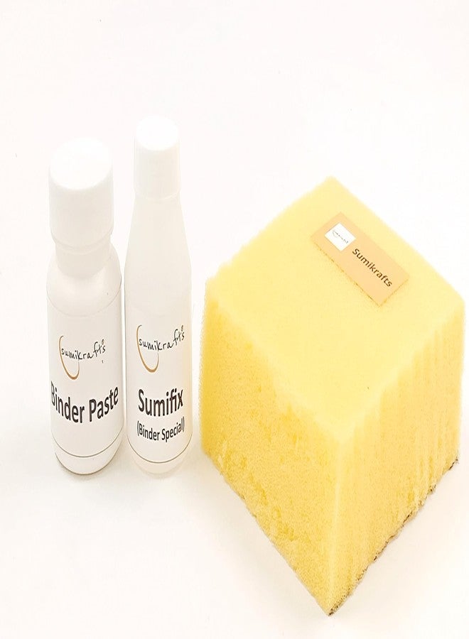 sumikrafts Block Printing kit-5 Assorted acrymine Dyes 20ml Bottles+ Binder Paste 50gm+acrafixer 25gm+ Sponge - Image 3