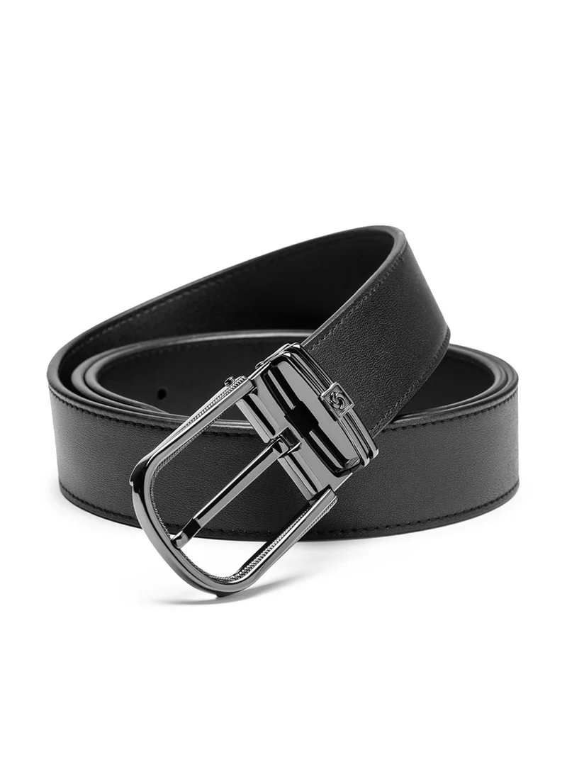 Samsonite Aamir II BIZ CTR ARC Leather Belt, Black|Stylish|Premium Quality|Classic Pin