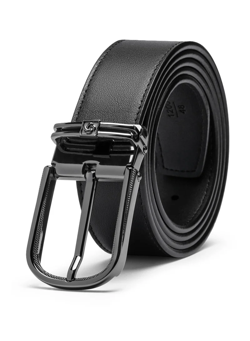 Samsonite Aamir II BIZ CTR ARC Leather Belt, Black|Stylish|Premium Quality|Classic Pin