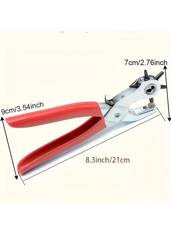 Heavy Duty Rotary Leather Hole Punch Tool 1pc Red Rubber Grip For Belts Crafting - Image 3
