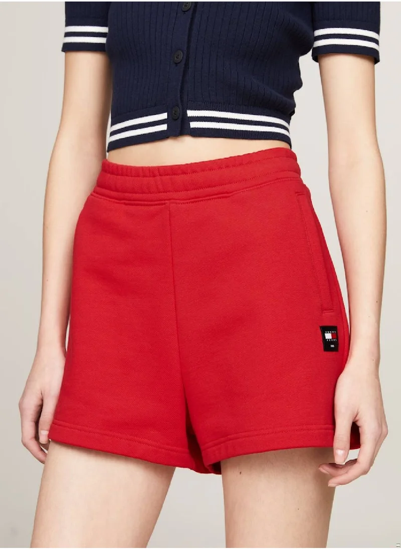 TOMMY JEANS Women's Relaxed Mom Fit Sweat Shorts -  Pure cotton, Red