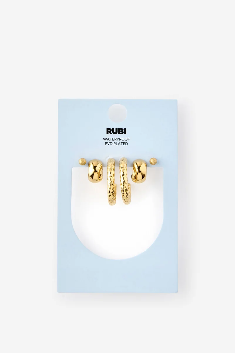 Rubi  Waterproof 3Pk Mid Earring for Women | Best Price UAE