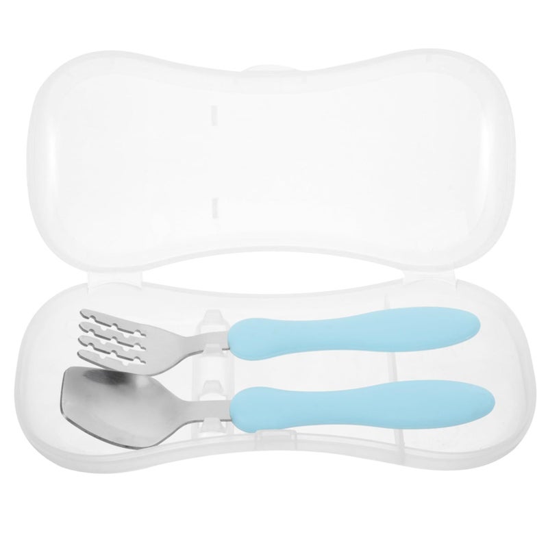 Self Feeding Utensils Set Fork Spoon with Storage Box for Kids Learning Independent Eating - Image 2