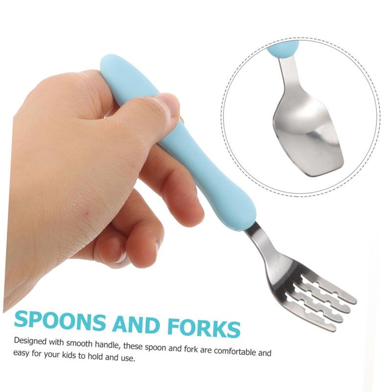 Self Feeding Utensils Set Fork Spoon with Storage Box for Kids Learning Independent Eating - Image 3