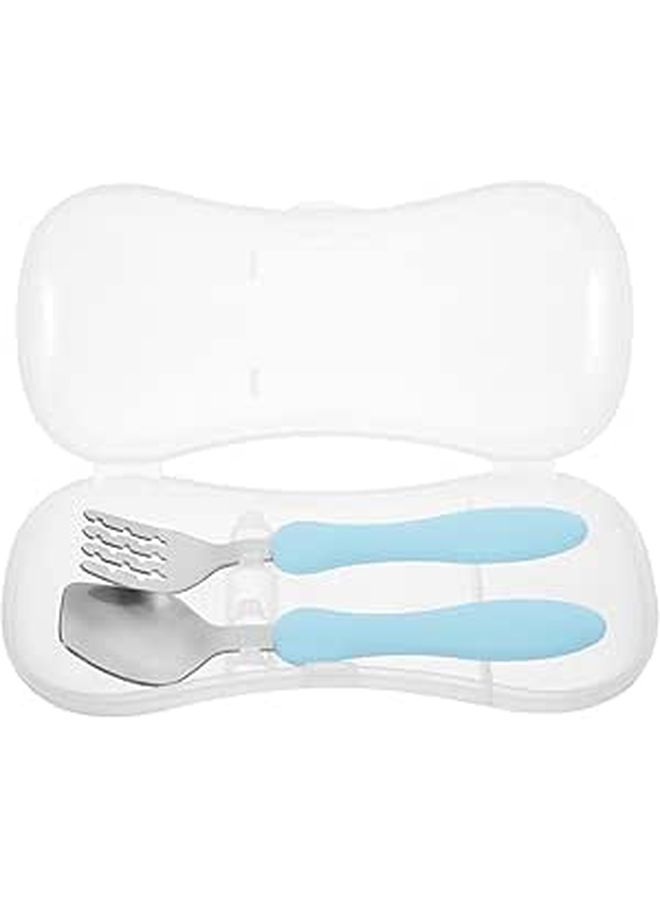 Self Feeding Utensils Set Fork Spoon with Storage Box for Kids Learning Independent Eating - Image 1