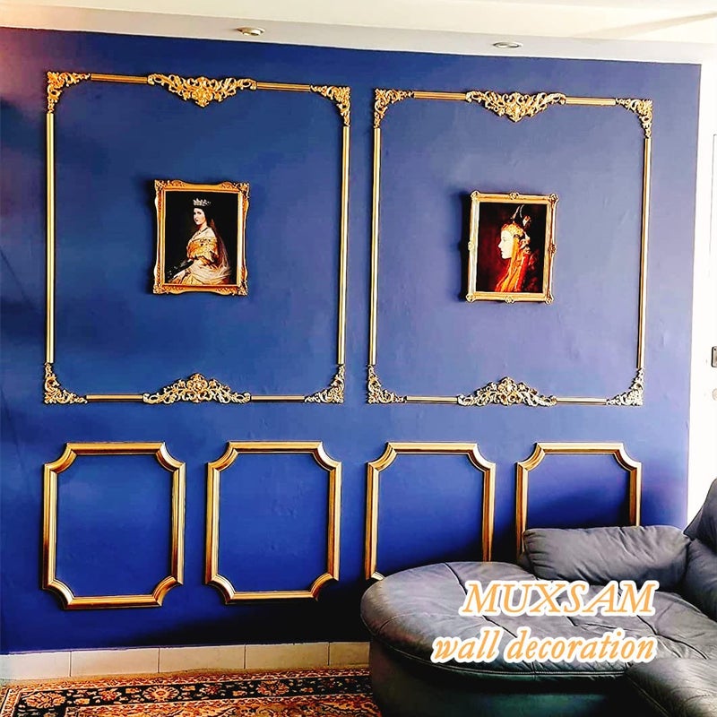 MUXSAM Long Wood Carved Appliques Onlays, 2-Pack Unpainted Decorative Corner Carving Decals Set for Wall Door Cabinet Mirror Closet Wardrobe Dresser Mantel Staircase DIY Project, 30x8cm/11.81"x3.15" - Image 5