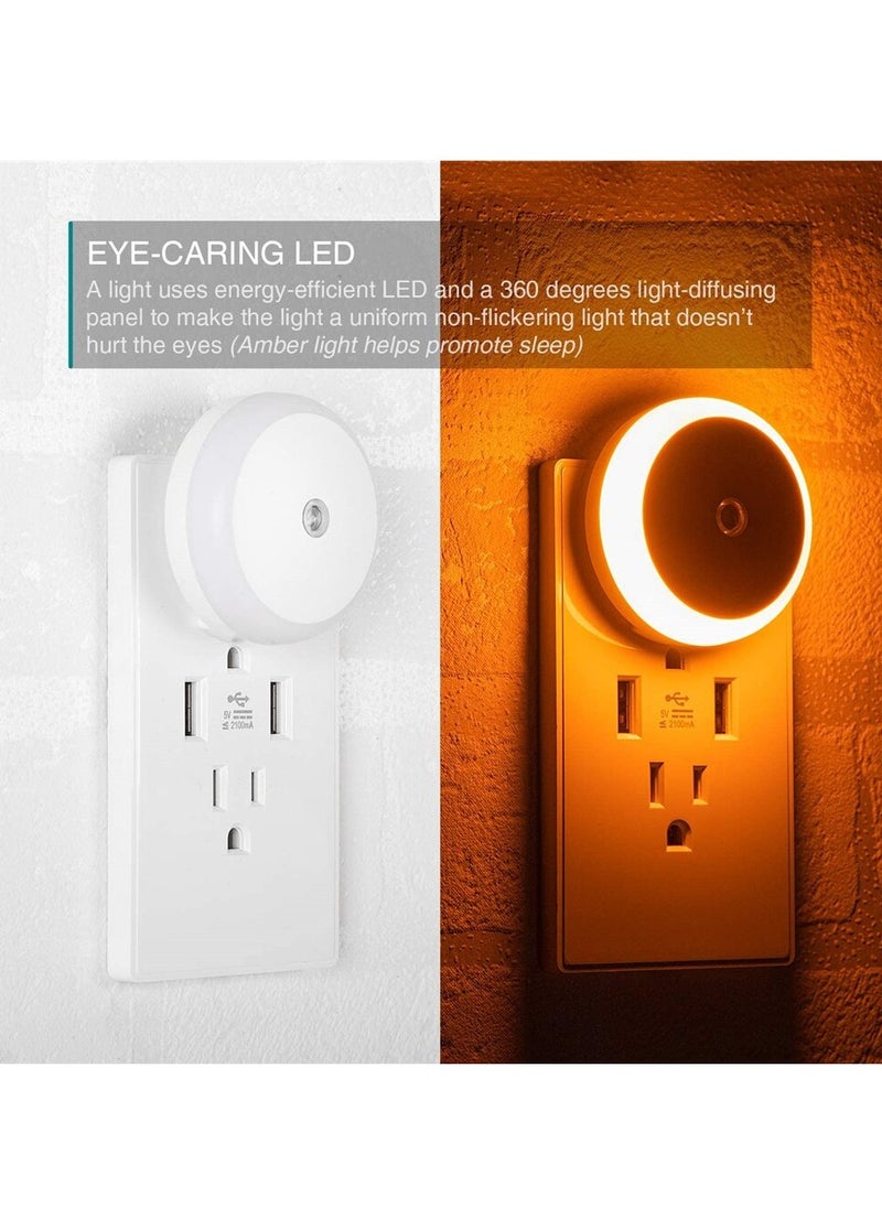 AROAQ LED Night Light, Energy Efficient Dusk to Dawn Sensor Smart Nightlight Wall Plug for Kids Room Bathroom Bedroom Home Kitchen Yellow  - Image 3