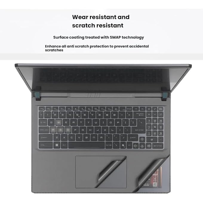 rayihni غطاء ملصق لابتوب متوافق مع MSI VECTOR 16 HX AI A2XWHG 2025 16 بوصة، ملصق مضاد للخدش، فيلم لابتوب ثلاثي الجوانب، فيلم لابتوب بدون بقايا (كربون أسود) - Image 2