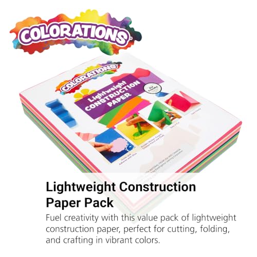 Colorations Lightweight Construction Paper, Value Pack, 10 Colors, 300 Sheets with Bonus Stencil, Everyday Use, Classroom Supplies, Daycare Supplies, Pre-School, at Home use - Image 2