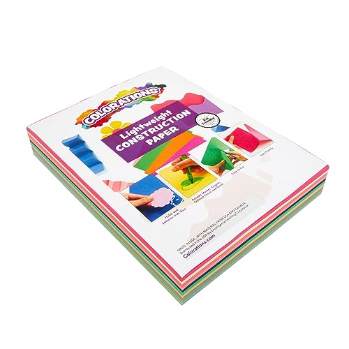 Colorations Lightweight Construction Paper, Value Pack, 10 Colors, 300 Sheets with Bonus Stencil, Everyday Use, Classroom Supplies, Daycare Supplies, Pre-School, at Home use - Image 1