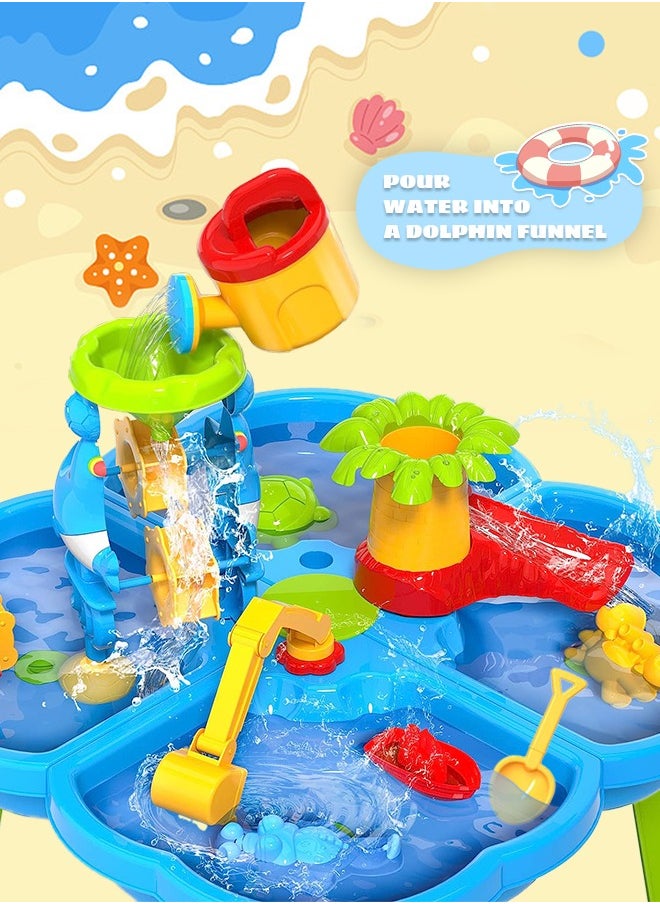 ERTYU ERTYU Kids Water Table 4 IN 1 Sand Water Table Sport Outdoor Toys for Toddlers Kids Water Game Tables Summer Beach Toys Birthday Gifts Toys for Boys Girls 3-9 years old (4 in 1 Water Table)  - Image 2