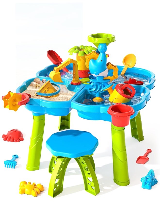 ERTYU ERTYU Kids Water Table 4 IN 1 Sand Water Table Sport Outdoor Toys for Toddlers Kids Water Game Tables Summer Beach Toys Birthday Gifts Toys for Boys Girls 3-9 years old (4 in 1 Water Table)  - Image 1
