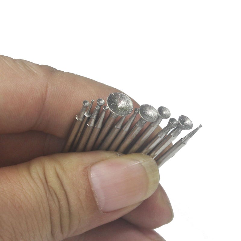 LUO KE ð‹ð®ð¨ ð¤ðž 13 Pcs Bowl Shape Diamond Burr - 3/32'' Shank Diamond Burs Stone Carving Set for Rotary Tools includes Dremel - Image 1