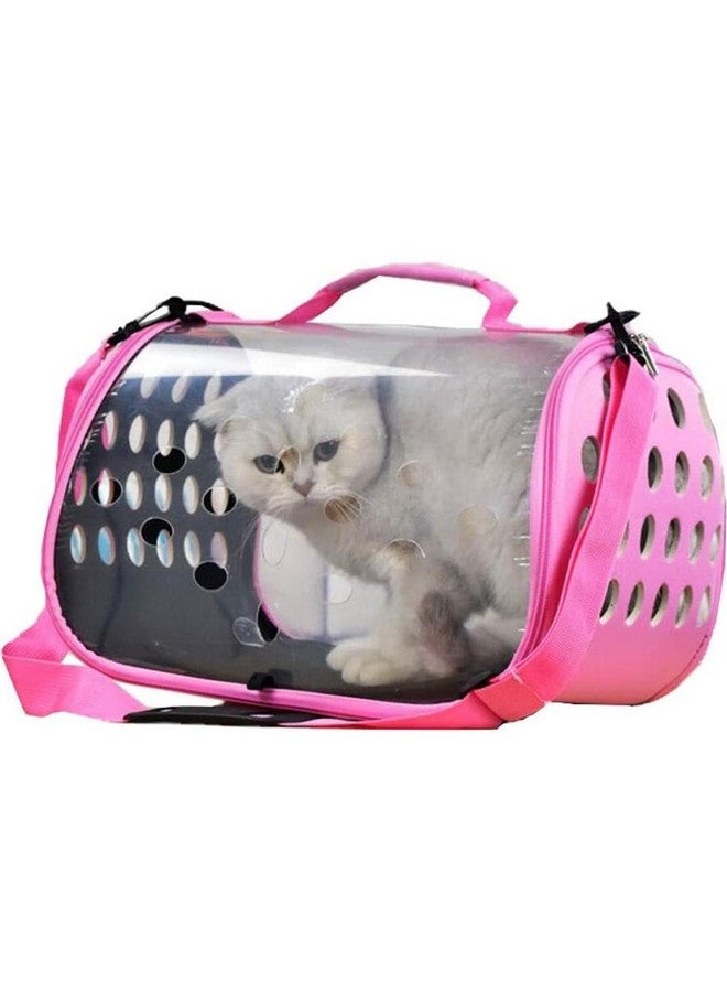 إيميلي بيتس صندوق حامل الحيوانات الأليفة قابل للطي مع قفص شفاف قابل للتنفس للقطط والكلاب على الكتف محمول للسفر والسيارة لنقل البضائع الخارجية (اللون: وردي، المقاس: 44 * 25 * 28 سم) - Image 1