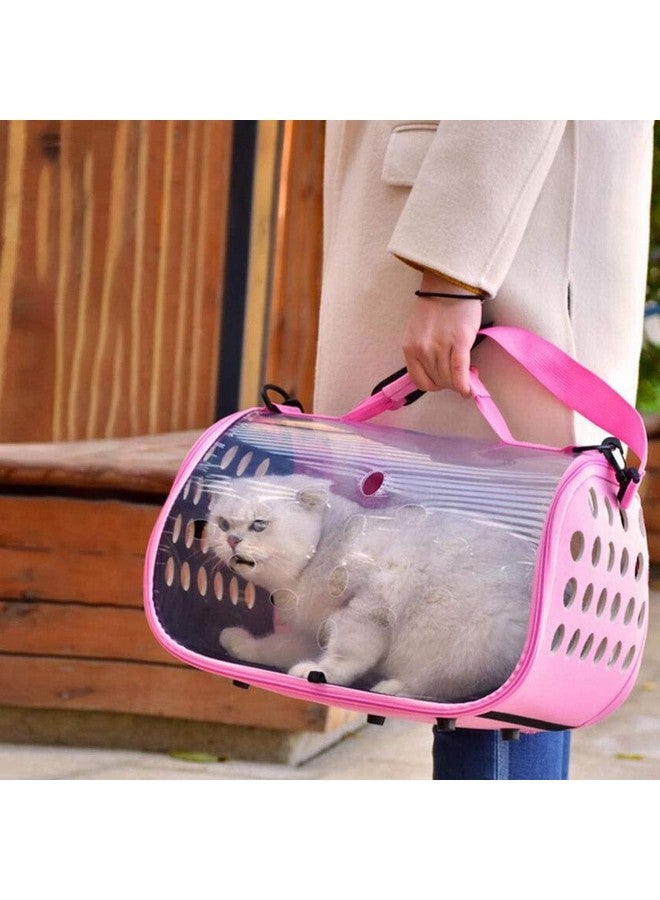 إيميلي بيتس صندوق حامل الحيوانات الأليفة قابل للطي مع قفص شفاف قابل للتنفس للقطط والكلاب على الكتف محمول للسفر والسيارة لنقل البضائع الخارجية (اللون: وردي، المقاس: 44 * 25 * 28 سم) - Image 5