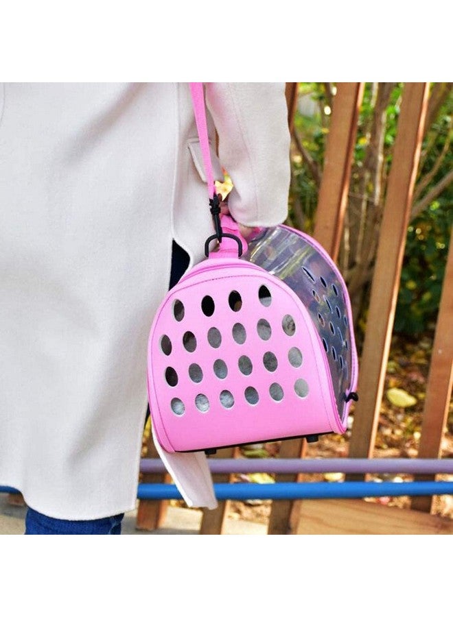 إيميلي بيتس صندوق حامل الحيوانات الأليفة قابل للطي مع قفص شفاف قابل للتنفس للقطط والكلاب على الكتف محمول للسفر والسيارة لنقل البضائع الخارجية (اللون: وردي، المقاس: 44 * 25 * 28 سم) - Image 4