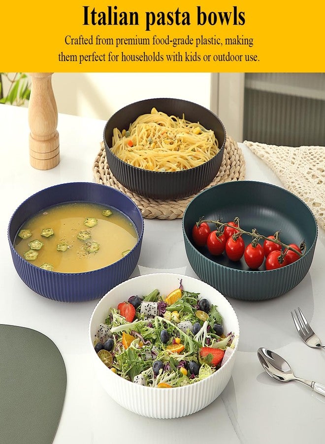 Berglander Pasta Bowls Set of 4, Salad Bowls 37oz Unbreakable Large Plastic Soup/Salad/Fruit/Serving Bowls for Home, Restaurant, Outdoor, Picnic, Camping, Serving Dishes - Image 3