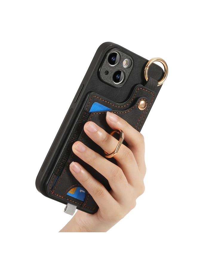 S-TOP Case For iPhone 14 Retro Skin-feel Ring Card Bag Phone Case with Hang Loop - Image 5