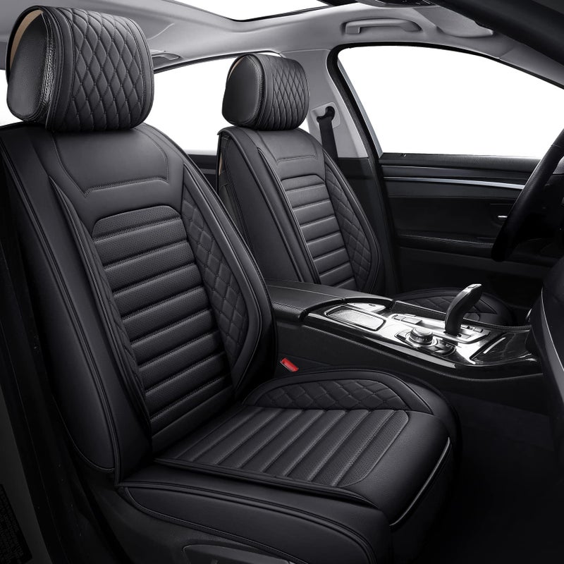 Aierxuan Car Seat Covers Waterproof Leather Universal for Toyota Corolla Honda Civic Accord Nissan Altima Sentra Rogue Kia Hyundai VW Subaru Acura RDX FordFull SetBlack A - Image 3