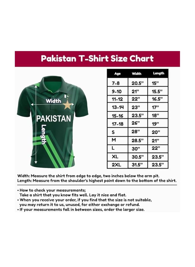 PRINTSHOP4ME - Pakistan Unisex Green Jersey T-Shirt–Dry-Fit Fabric,Breathable&Lightweight Sportswear For Cricket Fans,Outdoor Activities&Everyday Wear - Image 1
