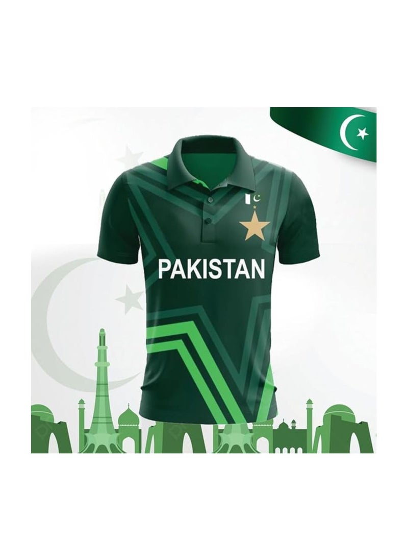 PRINTSHOP4ME - Pakistan Unisex Green Jersey T-Shirt–Dry-Fit Fabric,Breathable&Lightweight Sportswear For Cricket Fans,Outdoor Activities&Everyday Wear - Image 1