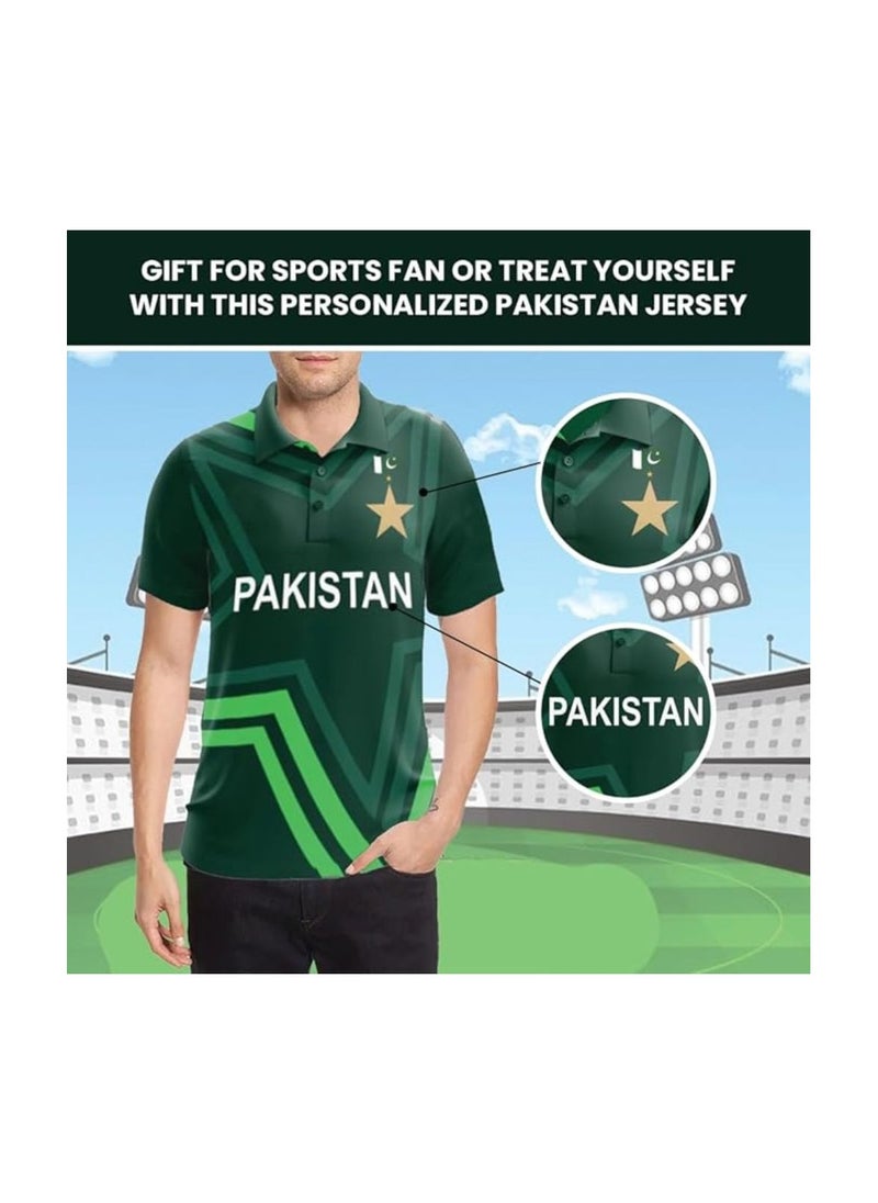 PRINTSHOP4ME - Pakistan Unisex Green Jersey T-Shirt–Dry-Fit Fabric,Breathable&Lightweight Sportswear For Cricket Fans,Outdoor Activities&Everyday Wear - Image 1