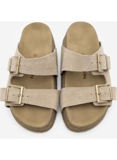 MARJIN Women's Leather Double-Strap Cork Sole Casual Slippers Roneta  - Image 4