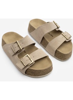 MARJIN Women's Leather Double-Strap Cork Sole Casual Slippers Roneta  - Image 3