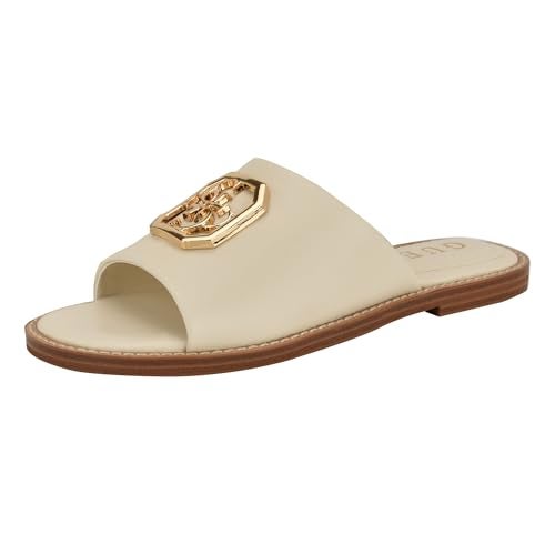Guess Women's GRAYSIE Flat Sandal, Ivory 151, 9.5 - Image 1