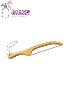 Baking Tools Bread Bow Cutter Serrated Bagel Stainless Steel Sourdough Slicer Portable Cake Cutting Knife With Bamboo Handle Baguette Cutter Tool