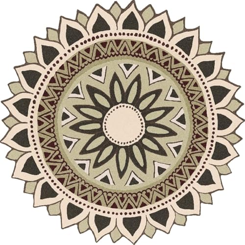 Walldesign Glowing Dahlia Flower - Green Rangoli Floor Sticker - for Home Entrance, Floor, Pooja Room - Natural Looking Indian Art Design - Image 1
