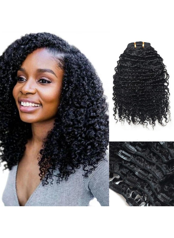 لوويجز وصلات شعر أفرو كينكي مجعد 3B 3C بمشبك للنساء ذوات البشرة السمراء، شعر بشري برازيلي أصلي بمشبك، لون طبيعي، 7 قطع/مجموعة (16 بوصة، 3B 3C أفرو كينكي مجعد) - Image 1