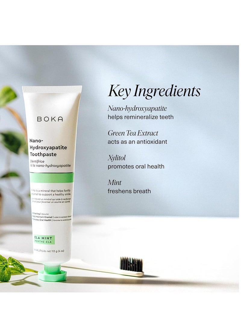 BOKA Fluoride Free Toothpaste, Nano Hydroxyapatite, for Teeth Whitening & Remineralizing, Sensitive Teeth, Dentist Recommended, Natural Peppermint Flavor Ela Mint, 113g(4oz) - Image 3