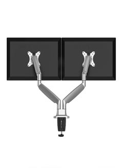Skill Tech SH100 C024 Aluminum Dual Display Interactive LCD Desk Mount for 13"-32" Screens, VESA 100x100, 18kg Load Capacity – Silver  - Image 2