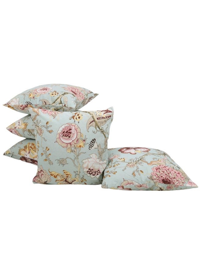 Clasiko Cotton Cushion Covers Set of 5; 16x16 Inches; Blush Green-250 TC - Image 3