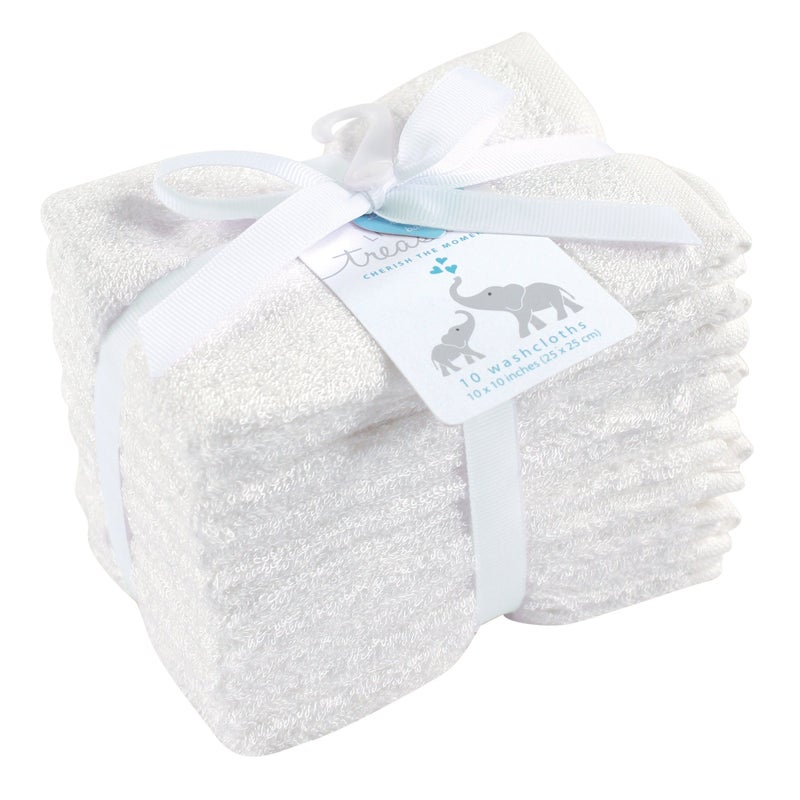 Little Treasure Unisex Baby Rayon from Bamboo Luxurious Washcloths, White, One Size - Image 1