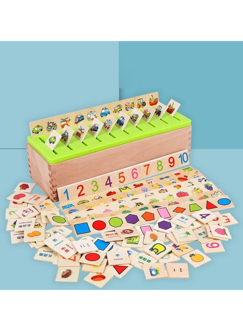 ألعاب تعليمية تصنيف المعرفة مكعبات صندوق خشبي للأطفال ما قبل المدرسة الرياضيات التعليم المبكر - Image 1