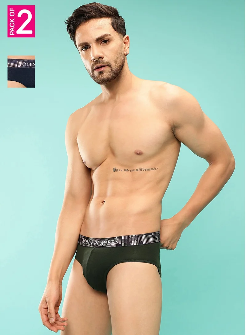 جون بلاير John Players Pack of 2 Classic Cotton Briefs with Sublimation Waistband