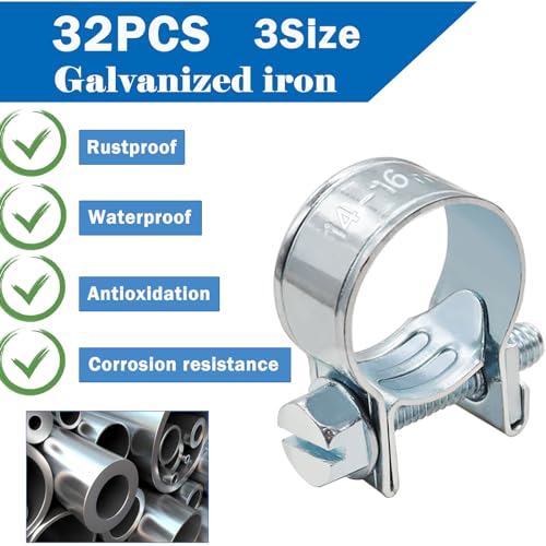 Tnisesm 32Pcs 1/4inch 5/16inch 3/8inch Fuel Injection Gas Line Hose Clamps Clip Pipe Clamp Assortment Kit, Hoses Clamps Sleeving,For Automotive Diesel Petrol Pipe - Image 3