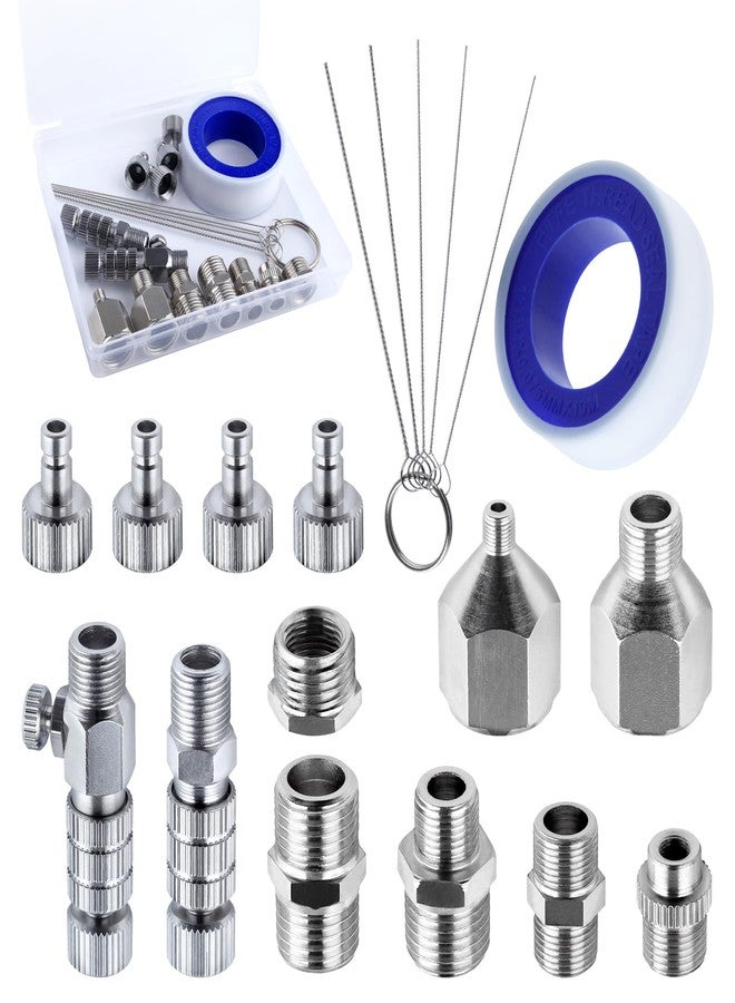 مجموعة محولات مسدس الرش الهوائي من ليون تول، مكونة من 15 قطعة، توصيل سريع لمسدس الرش الهوائي، فك سريع لمسدس الرش الهوائي، مجموعة موصلات التركيب والفصل مع أداة تنظيف لضاغط الهواء وخرطوم مسدس الرش الهوائي - Image 1