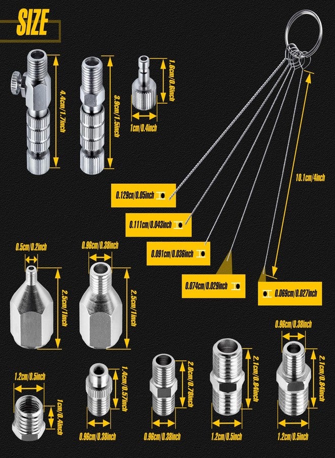 مجموعة محولات مسدس الرش الهوائي من ليون تول، مكونة من 15 قطعة، توصيل سريع لمسدس الرش الهوائي، فك سريع لمسدس الرش الهوائي، مجموعة موصلات التركيب والفصل مع أداة تنظيف لضاغط الهواء وخرطوم مسدس الرش الهوائي - Image 2