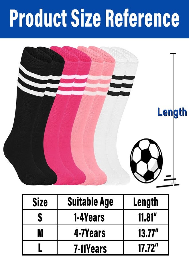 LPMOERA 4 Pairs Toddler Soccer Socks Girls Boys Baseball Softball Sock Football Knee-High Athletic Socks 4-7T - Image 2