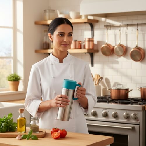 SUPERMOM Oil Pourer 1000ml – Stainless Steel with Anti-Drip Spout & Easy Grip Handle Dispenser for Cooking Oil, Vinegar, Ghee & Liquid Seasoning, Leakproof Kitchen Storage Bottle (Set of 1) - Image 5