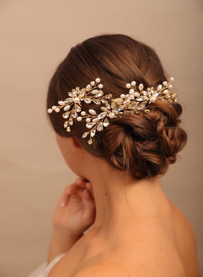 YERTTER 3pcs Wedding Gold Crystal Hair Pins Set Updo Rhinestone Crystal Rhinestone Hair Clip Bun Head Pieces for Bride Bridesmaid Flower Girl Wedding Prom Birthday Party - Image 5