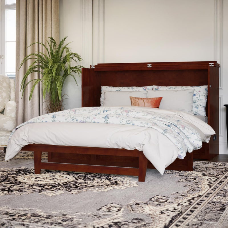 AFI Northfield Queen Size Murphy Bed Chest with Mattress Storage  Builtin Charger in Walnut