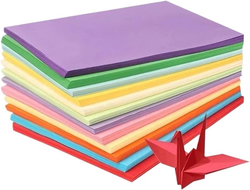 300pcs A4 A5 Colorful Double Sides Solid Color Folding Paper Multicolor Handmade DIY(A4) - Image 1